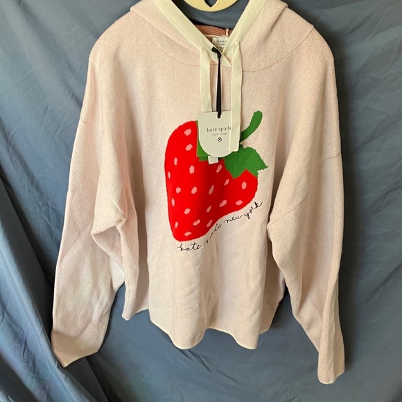 kate spade Sweaters - Kate Spade x Target: Cream Sweater Hoodie- Strawberry Design- XXL